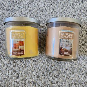 Lot of 2 Yankee Candle Honeycrisp Apple Cider and Cafe Al Fresco 7oz Jars